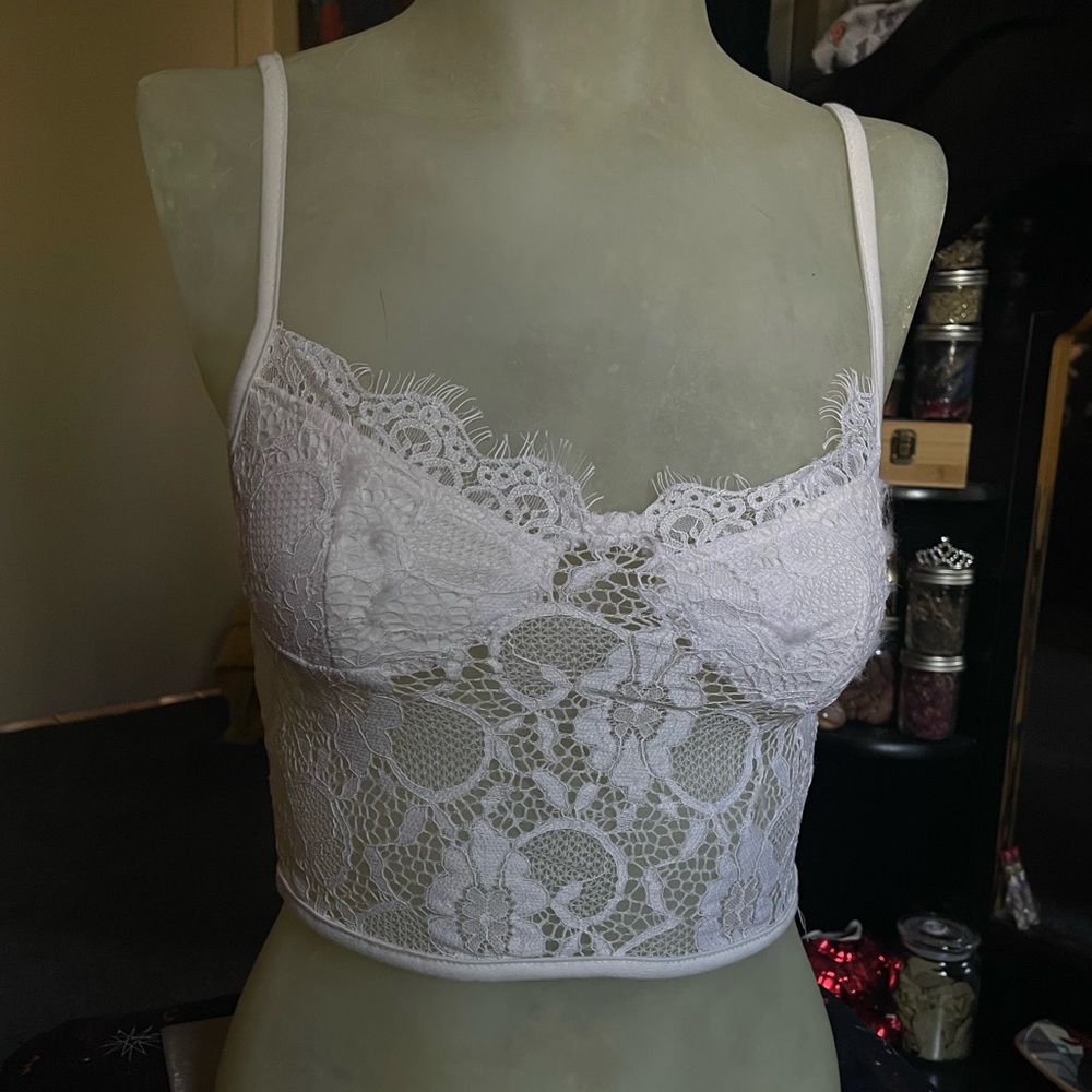 laced white crop top